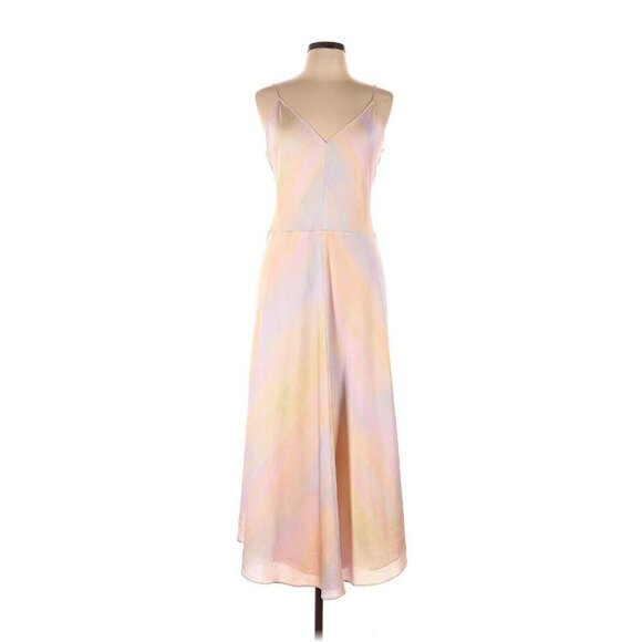 NWT Vince Satin Slip Midi in Rainbow Wash Cami Tank Dress L $365 - Picture 7 of 8